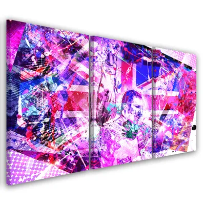Produktbild von Triptychon auf leinwand lila menschen 150x100 cm Feeby lila wandbild bereit zum aufhängen