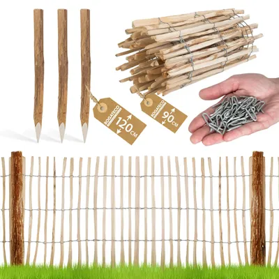 Obrázok produktu pre Plot s drevenými hranolmi z orechového dreva, výška 90 cm, dĺžka 500 cm