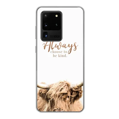Produktbild von MuchoWow® Handyhülle Schutzhülle Hülle für Samsung Galaxy S20 Ultra Schottischer Highlander - Zitate - Weiß Silikon Softcase Handy Hülle - Karteninhaber