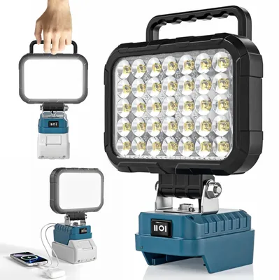 Productafbeelding van LED Accu Werklamp Compatibel met 18V Accu, Draadloze Bouwlamp