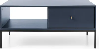 Produktbild von Couchtisch Kaffeetisch Wohnzimmertisch Sofatisch Goldene Griffe - 104x46x68 cm - Melody X Dunkelblau + Schwarz