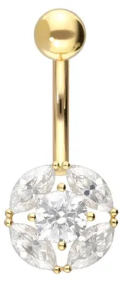 Produktbild von Bauchnabelpiercing 18 Karat Gold Bananabell MOISSANITE