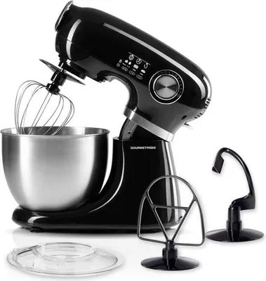 Produktbild von GOURMETmaxx Küchenmaschine Knetmaschine Rührmaschine Mixer Edelstahl Teigmaschine Rührgerät Standmixer Teig Rührschüssel Stand Schwarz Kompakt