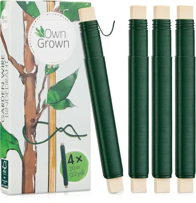 Produktbild von OwnGrown Bindedraht Pflanzen: 4x20m Gartendraht zum Basteln und Pflanzenbinden Grün - Pflanzen binden Draht Adventskranz - Blumendraht - Grüner Bindedraht - Grüner Basteldraht - Draht Weihnachtskranz