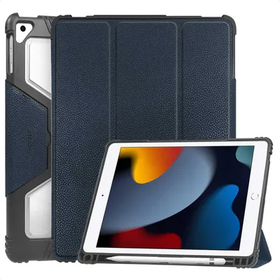 Productafbeelding van Accezz Rugged Trifold Bookcase voor de Apple iPad 9 (2021) 10.2 inch / iPad 8 (2020) 10.2 inch / iPad 7 (2019) 10.2 inch - Donkerblauw