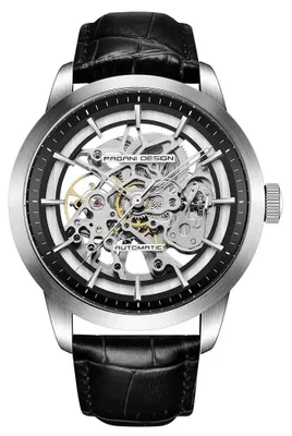 Produktbild von Herrenuhr Pagani Design Ophio, mechanisch, echtes Leder, Skelett, schwarz/silber