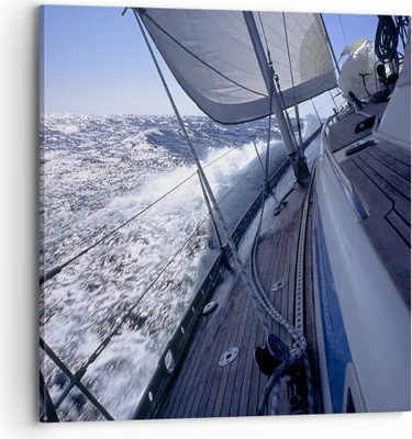 Produktbild von Bild auf Leinwand - Leinwandbild - Boot Ozean Reise Yacht - 70x70cm - Wand Bild - Wanddeko - Leinwanddruck - Bilder - Kunstdruck - Wanddekoration - Leinwand bilder - Wandkunst - AC70x70-0373