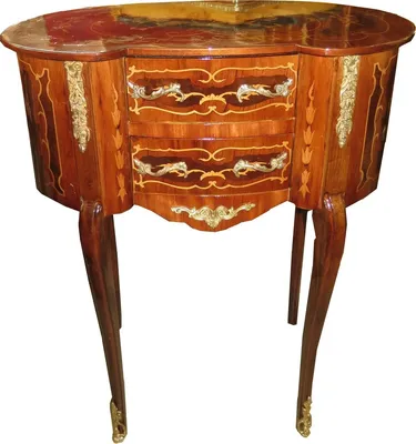 Image de Casa Padrino Commode baroque Intrasien ovale en acajou avec 2 tiroirs - Table de nuit style antique