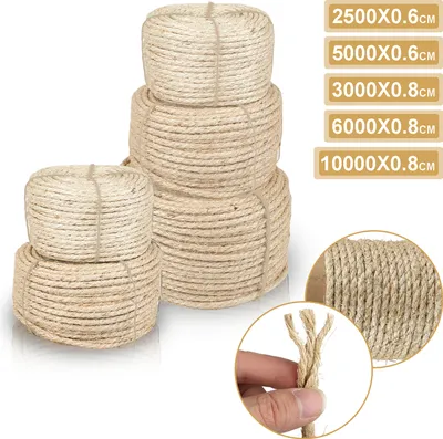 Obrázek produktu pro VINGO sisalové lano PREMIUM sisalové lano Lano pro domácí mazlíčky 25-100m škrabadlo lano 6-8mm