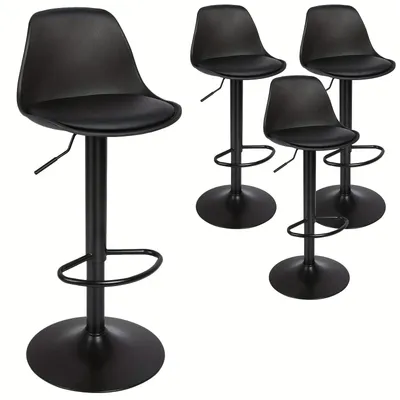 Image de Tabouret de bar - Tabouret bar - Tabouret de bar avec repose-pieds - Chaise de cuisine - Tabouret à assise - Lot de 4 - Pivotant