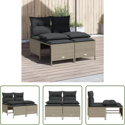 Produktbild von The Living Store 4-tlg. Garten-Sofagarnitur mit Kissen Hellgrau Poly Rattan