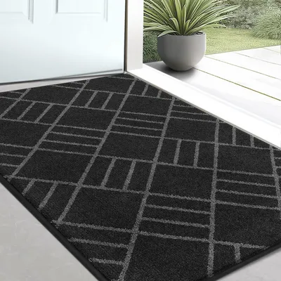 Immagine prodotto di Tappeto d'ingresso 60 x 90 cm, colore antracite, lavabile, antiscivolo, assorbente