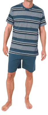 Produktbild von Normann Herren Schlafanzug kurzarm Shorty in eleganter Streifenoptik - auch in Übergröße ; blau , 64