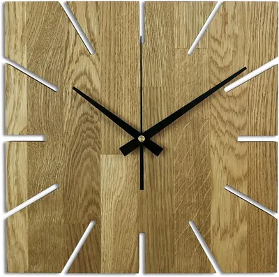 Produktbild von Wanduhr aus massiver Eiche, minimalistisches Design | UNITARIY 30 cm HDF - Schwarz