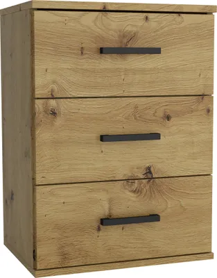 Produktbild von Nachttisch - Nachtkästchen - Nachtschrank - mit 3 Schublade - 48x35x65,5 cm B/T/H - Eiche Artisan - Beistelltisch für Schlafzimmer - Bettkommode