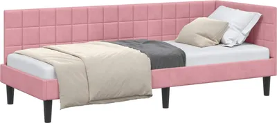 Zdjęcie produktu dla Rama łóżka narożnego Z zagłówkiem Różowy 80 cm x 200 cm Aksamit