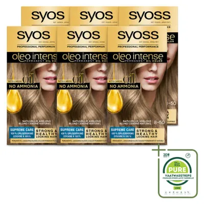 Produktbild von 6 x Syoss Oleo Intense 8-50 Permanente Haarkleuring - Natuurlijk Asblond - Großpackung - 6 Stücke