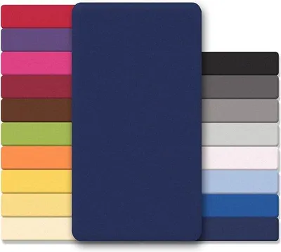 Image de Drap Lucina 90 x 200 - 100 x 200, bleu foncé, jersey de coton, 130 g/m²