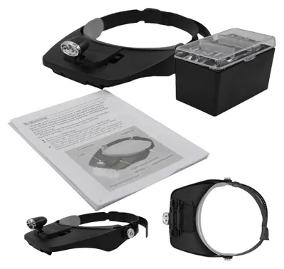 Produktbild von 5-tlg Profi Stirnband Lupe mit LED-Licht Beleuchtung