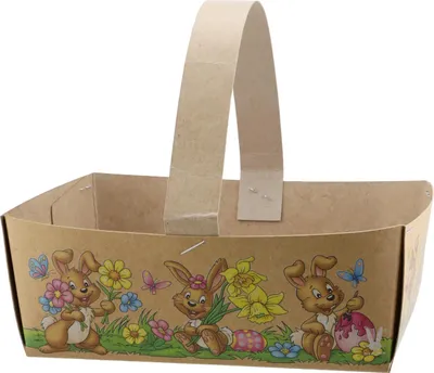 Produktbild von Osterkörbchen Pappe Hase 15 x 12 cm braun bunt mit Griff