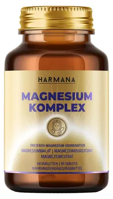 Produktbild von Harmana | Magnesium-Komplex (Bisglycinat, Citrat, Malat) 60 Tabletten
