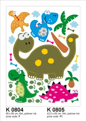 Produktbild von Sanders & Sanders Wandtattoo Dinosaurier Grün, Blau und Rosa - 600301 - 65 x 85 cm