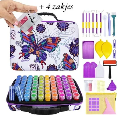 Produktbild von Nähkunst Organizer 132 Teile mit Schnellpunktstift, Plastikbox, Pinzette, Aufbewahrungsbox