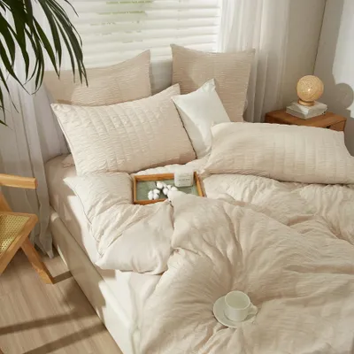 Produktbild von Bettwäsche Set 155x220 Beige Gestreift