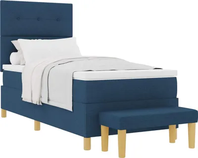 Produktbild von vidaXL Boxspringbett mit Kopfteil Blau 200 x 100 cm Stoff