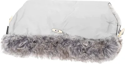 Image de SPRINGOS Muff_chauffe-mains_poussette_45 x 40 cm_beige_laine_tissée_boutons_de_bâillon_hydrofuge_gant_chaud_pratique (Gris)