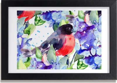 Produktbild von Bild 30x20 MDF-Rahmen, Wandkunst Vogel und Blumen