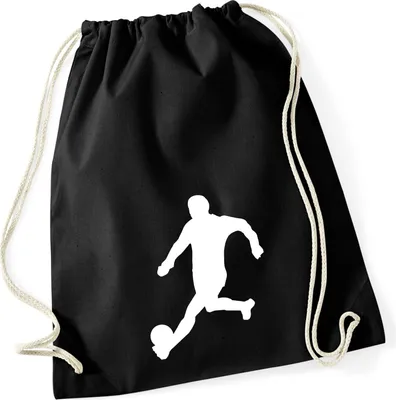 Produktbild von Huuraa Turnbeutel Fußball Soccer 12 Liter Black Baumwolle Rucksack Geschenkidee