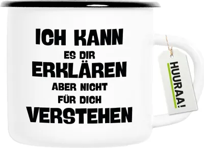 Produktbild von Huuraa Emaille Tasse Kann es erklären nicht verstehen 300ml Vintage Campingbecher Geschenkidee
