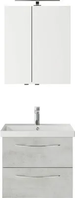 Produktbild von Pelipal Badmöbel-Set Serie 4035 BxHxT 60 x 200 x 45 cm Frontfarbe grau mit Keramik-Waschtisch weiß, Waschtischunterschra