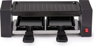 Image de alpina Set gril et raclette 400 W - Raclette et gril - Revêtement antiadhésif - Acier inoxydable - Facile à transporter - Noir