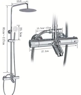 Produktbild von Duschsäule - Duschpaneel - Duschstange - Regendusche - Duschset - Thermostatgesteuert - 3 Strahlarten