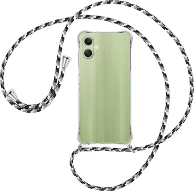 Produktbild von Handykette Backcover-Schutzhülle mit Band (Metall silberfarben) für Samsung Galaxy A06 4G - schwarz/grau/weiß
