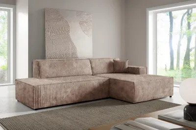 Produktbild von Masseno Ecksofa TESSO L-S mit Schlaffunktion L-Form, Sofa mit Bettkasten, Wohnzimmersofa, Couch, Soffa, Bettsofa, Couchgarnitur- Braun, TILIA 17