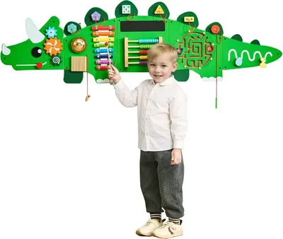Image de Tableau de motricité Dinosaure - Tableau d'activités avec 11 jeux - Jouets éducatifs pour enfants