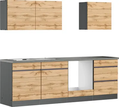 Produktbild von Held Möbel Küchenzeile ohne Geräte PISA 240 cm wildeiche matt zerlegt Variante reversibel 1100.6310