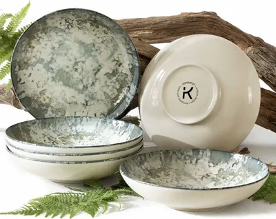 Obrázek produktu pro KONSIMO sada talířů FINGO, vyrobená v EU, (6-dílná), pro 6 osob, porcelán, vhodné do myčky, vhodné do mikrovlnky, 6x polévkový talíř