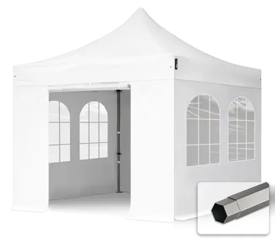 Produktbild von TOOLPORT 3x3m Stahl Faltpavillon, inkl. 4 Seitenteile, weiß