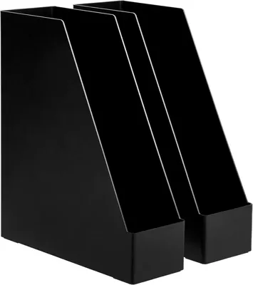 Zdjęcie produktu dla Plastikowy organizer Amazon Basics, uchwyt na czasopisma, czarny, 2 szt