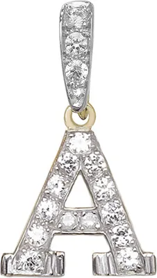 Produktbild von Atemberaubender 9 Karat (375) Gold Buchstaben / Initiale Damen - Anhänger mit Zirkonia; TRS35337LTJ