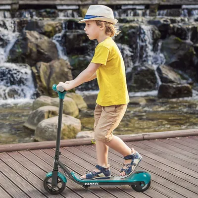 Obrázek produktu pro Elektrický dětský skútr - Elektrický skútr pro děti - Vhodné od 14 let - Dvoukolový - S funkcí přehrávání hudby přes Bluetooth - Maximální rychlost 25 km/h - Kola o průměru 16,5 cm - Zelená barva