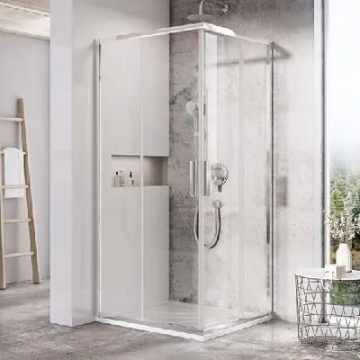 Zdjęcie produktu dla Kabina prysznicowa z wejściem narożnym RAVAK Blix Slim 90 BLSRV2-90 jasny alu+transparentny X1LM70C00Z1