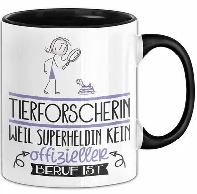 Produktbild von Tierforscherin Geschenk Tasse Lustiger Spruch Tierforscherin Weil Superheldin Kein Offizieller Beruf Ist Geschenkidee (Schwarz)
