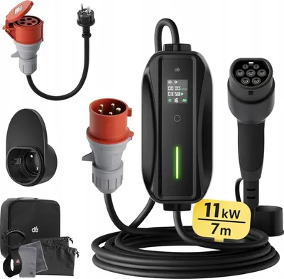 Image de Station de recharge portable de 11 kW, triphasée, avec une puissance de recharge réglable sur 10 m