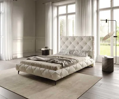 Produktbild von DELIFE Polsterbettgestell Nayara 140x200 cm Bouclé Creme-Weiß