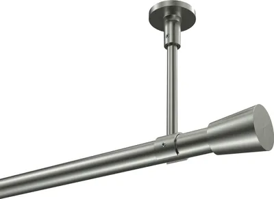 Produktbild von Interdeco Gardinenstange / Vorhangstange Edelstahl-Optik, Typ Sonette Sitra (Konus) ohne Ringe, Deckenmontage, 20 mm Ø 1-läufig, 400 cm